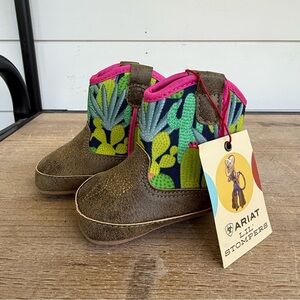 Ariat Kids Boots with Brown and Pink Floral Design